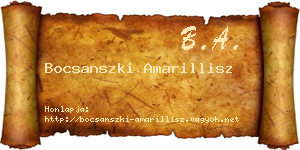 Bocsanszki Amarillisz névjegykártya